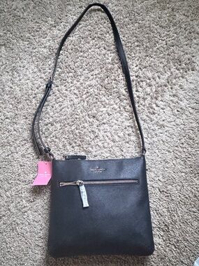 kate spade Black Leather Crossbody Bag with Front Zip